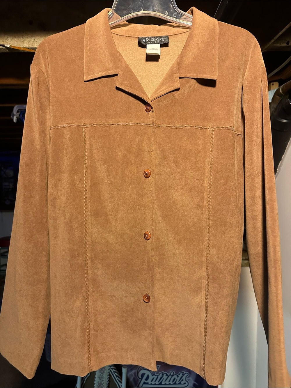 Briggs New York Camel Tan Faux Suede Button Front Jacket